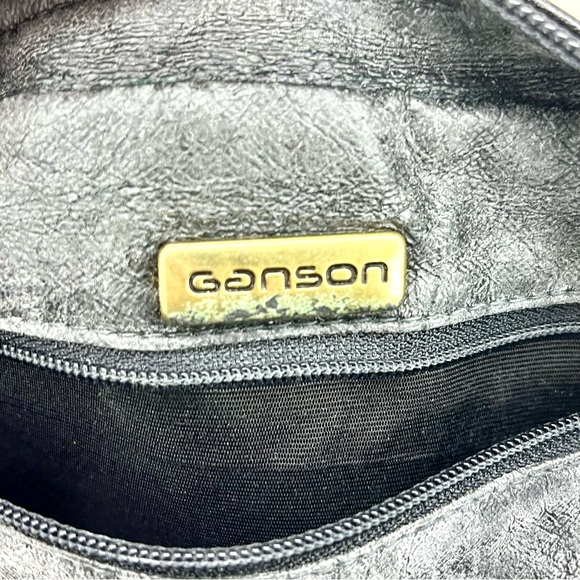 Ganson/Black/ShoulderbagWeave/Double Strap/Zipper Closure/Vintage/Hong Kong - Picture 4 of 15